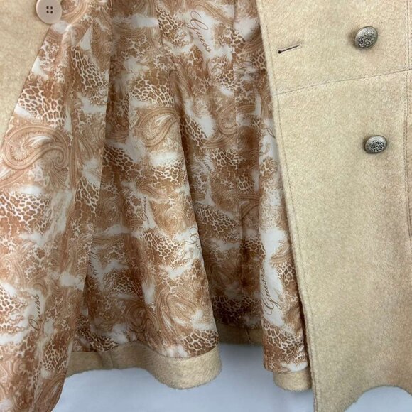 Vintage Guess Women's S Peacoat Cream Wool Blend Double Breasted Fit Flare Coat - Picture 16 of 16